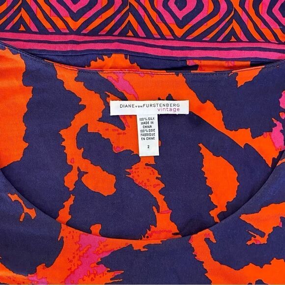 DVF Diane Von Furstenberg Vintage Laetitia 100% Silk Shift Mini Dress Sz 2 - Picture 8 of 14